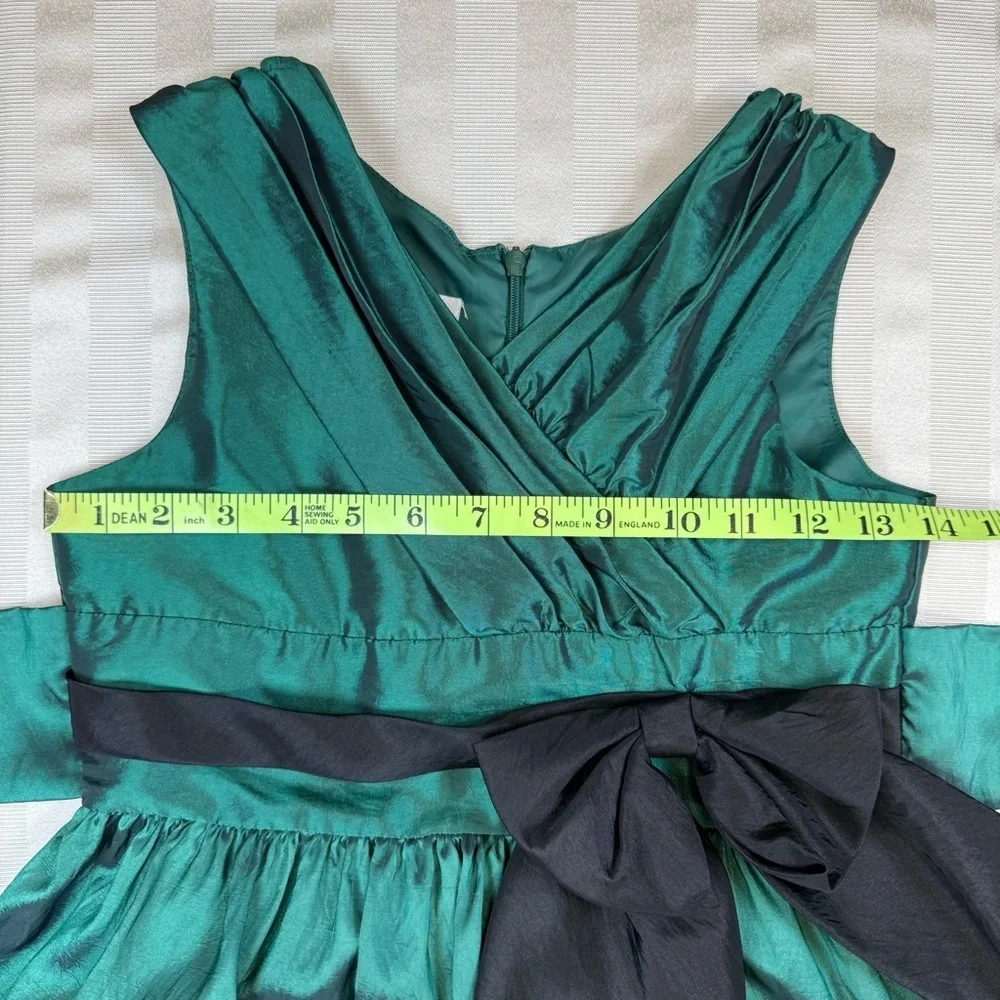 Bonnie Jean Emerald Green Black Girls Sz 10 Wedding Formal Party Dress Fit&Flare